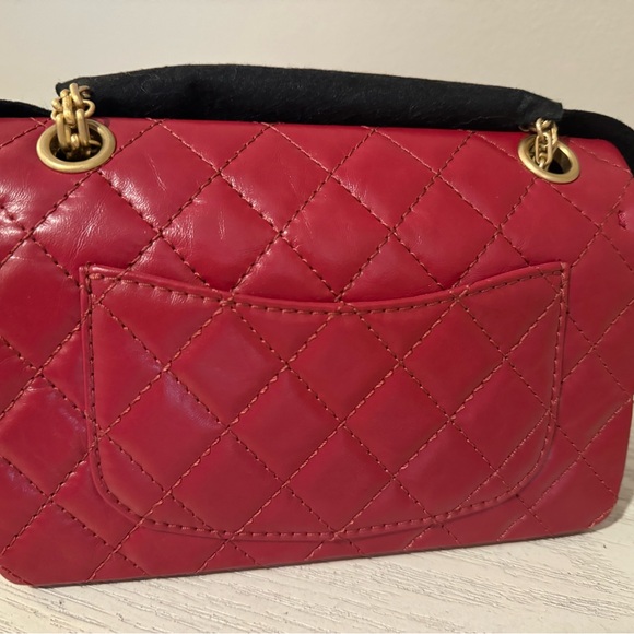Chanel Mini Reissue 2.55 Rectangular Calf Leather Red Aged Gold HW NWT Full Set - Picture 3 of 10